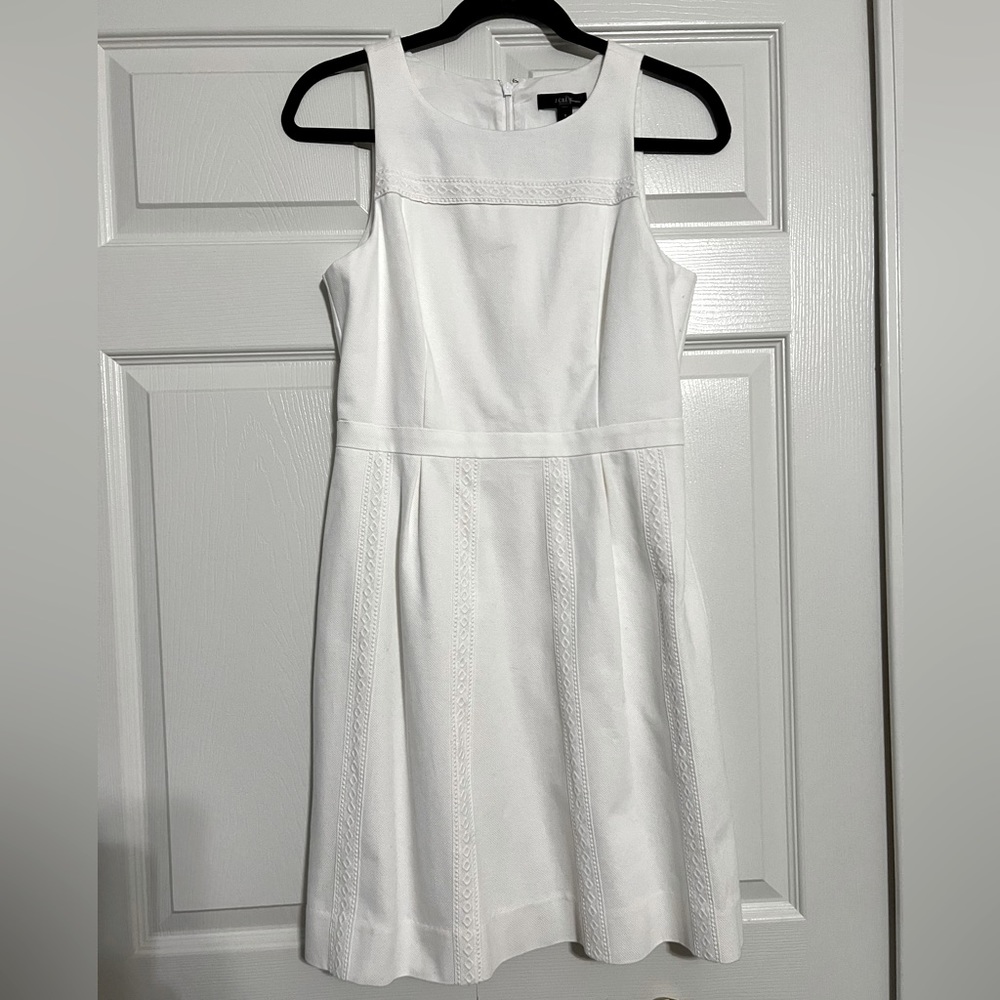 J Crew white fit and flare dress